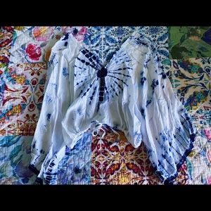 Blue and White tie dye bohemian top